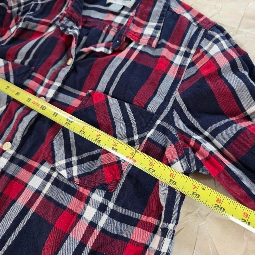 Old Navy Classic Flannel Plaid Button Down Shirt Red Navy White Womens Medium - Picture 4 of 5